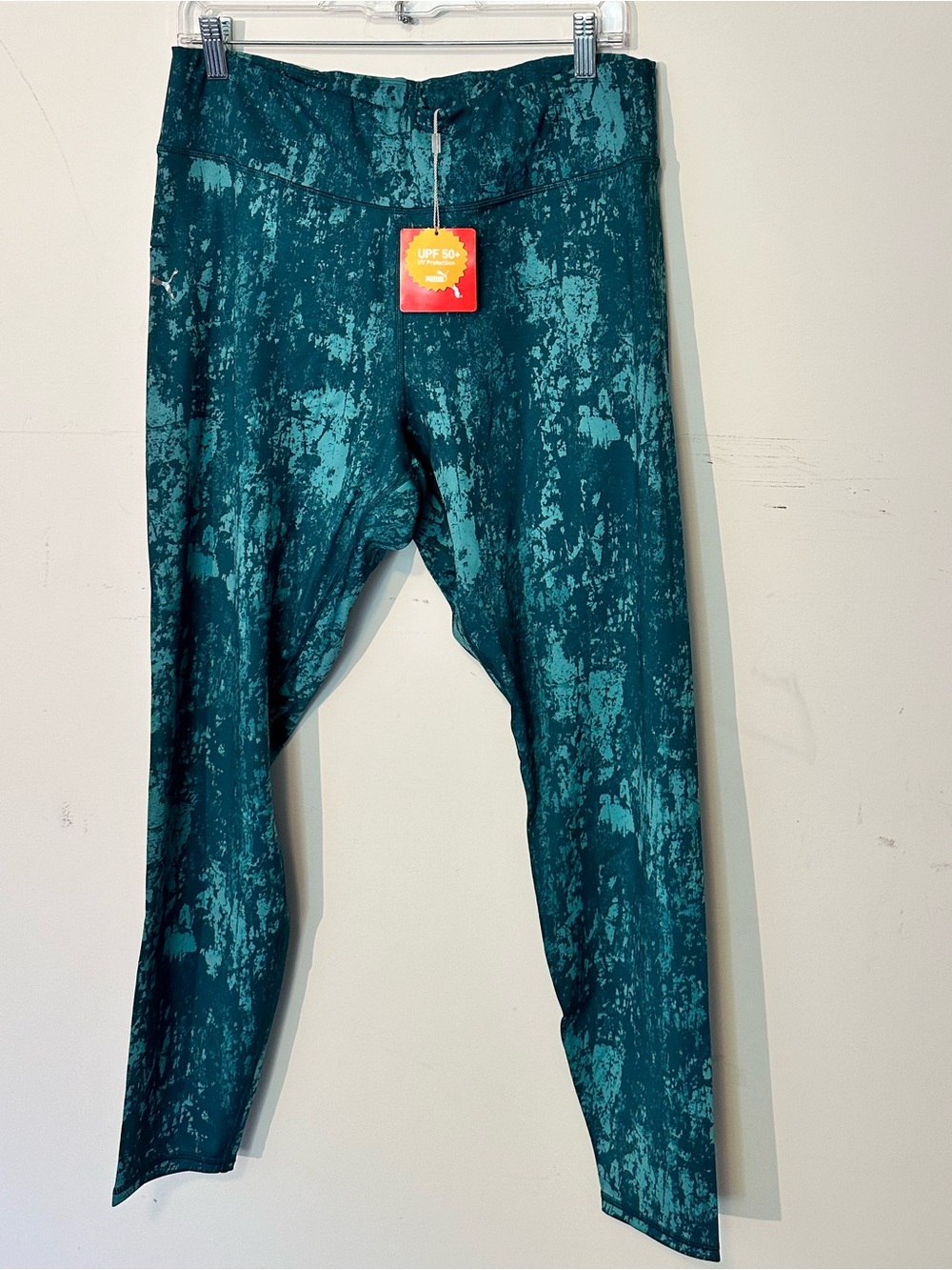 NWT Puma Printed Leggings Teal XL UPF 50+